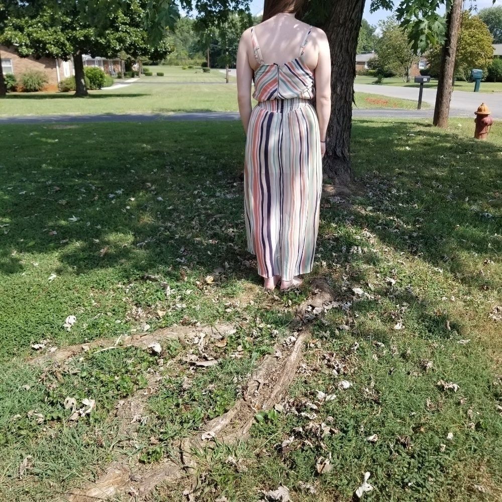 Love Fire Colorful striped maxi dress  SZ M EUC - Picture 3 of 8